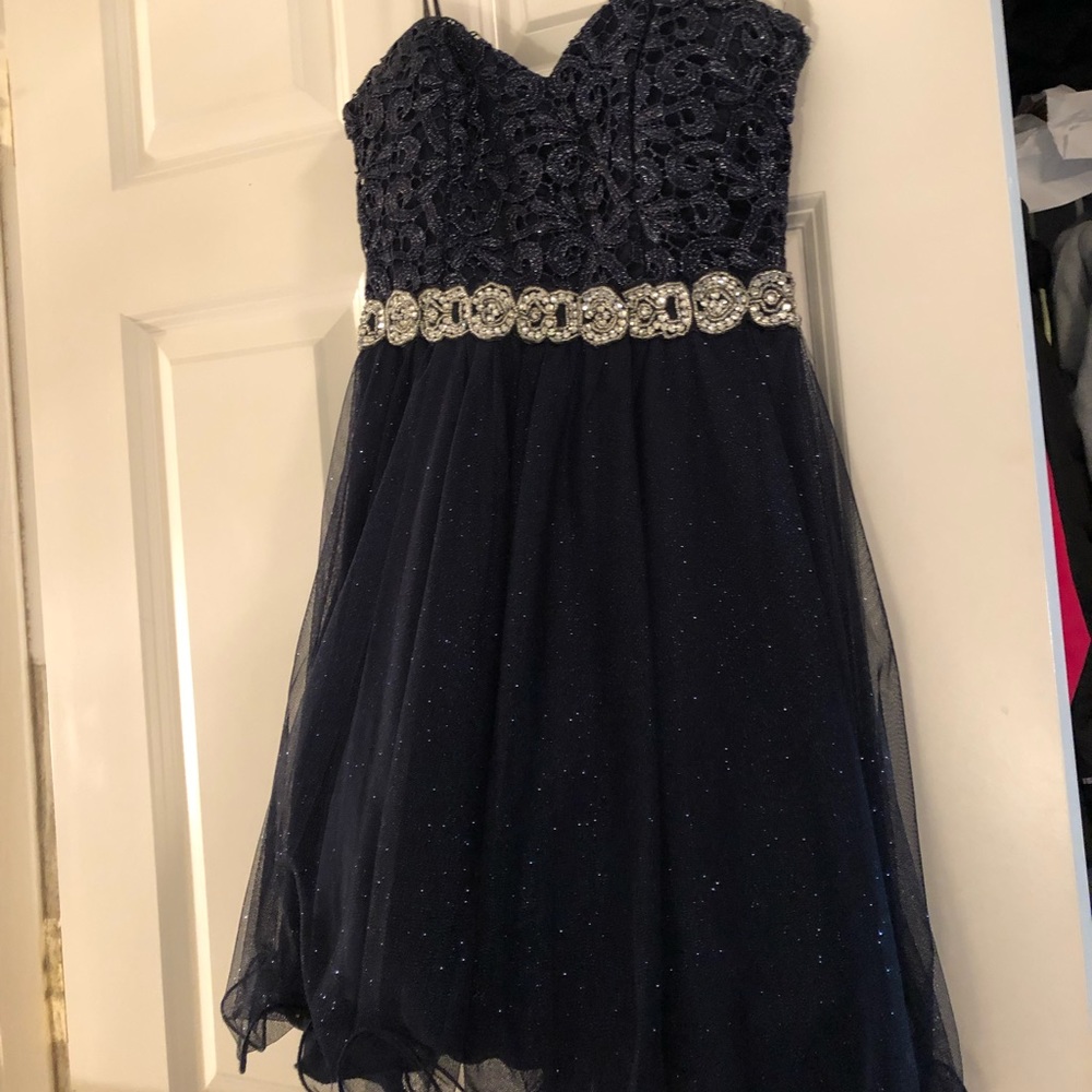 Strapless homecoming formal blue dress WORN ONCE